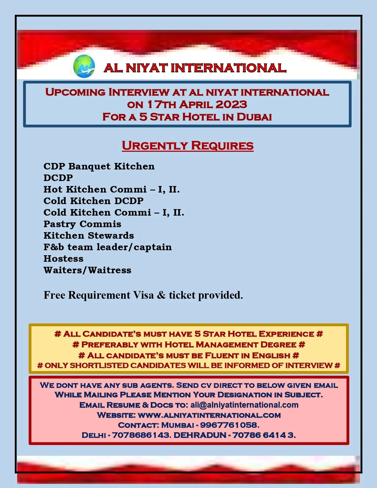 Al Niyat International JOb Opportunity