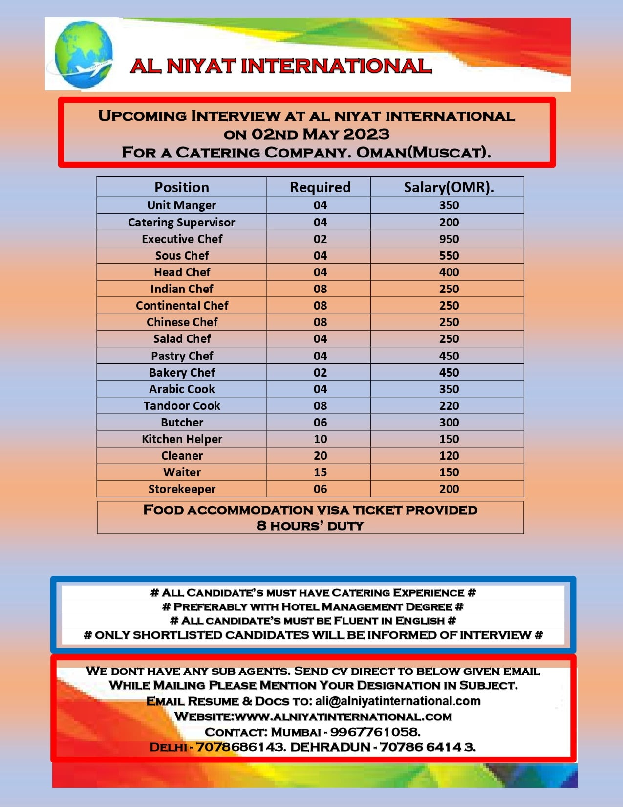 Al Niyat International JOb Opportunity