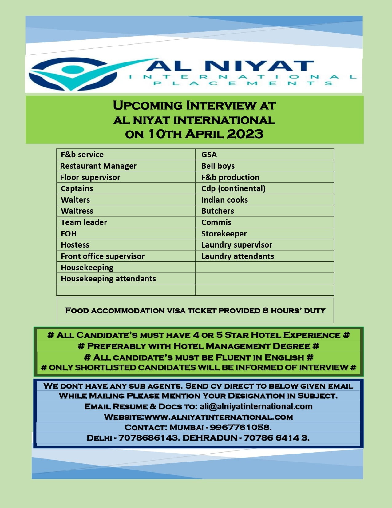 Al Niyat International Job Opportunity